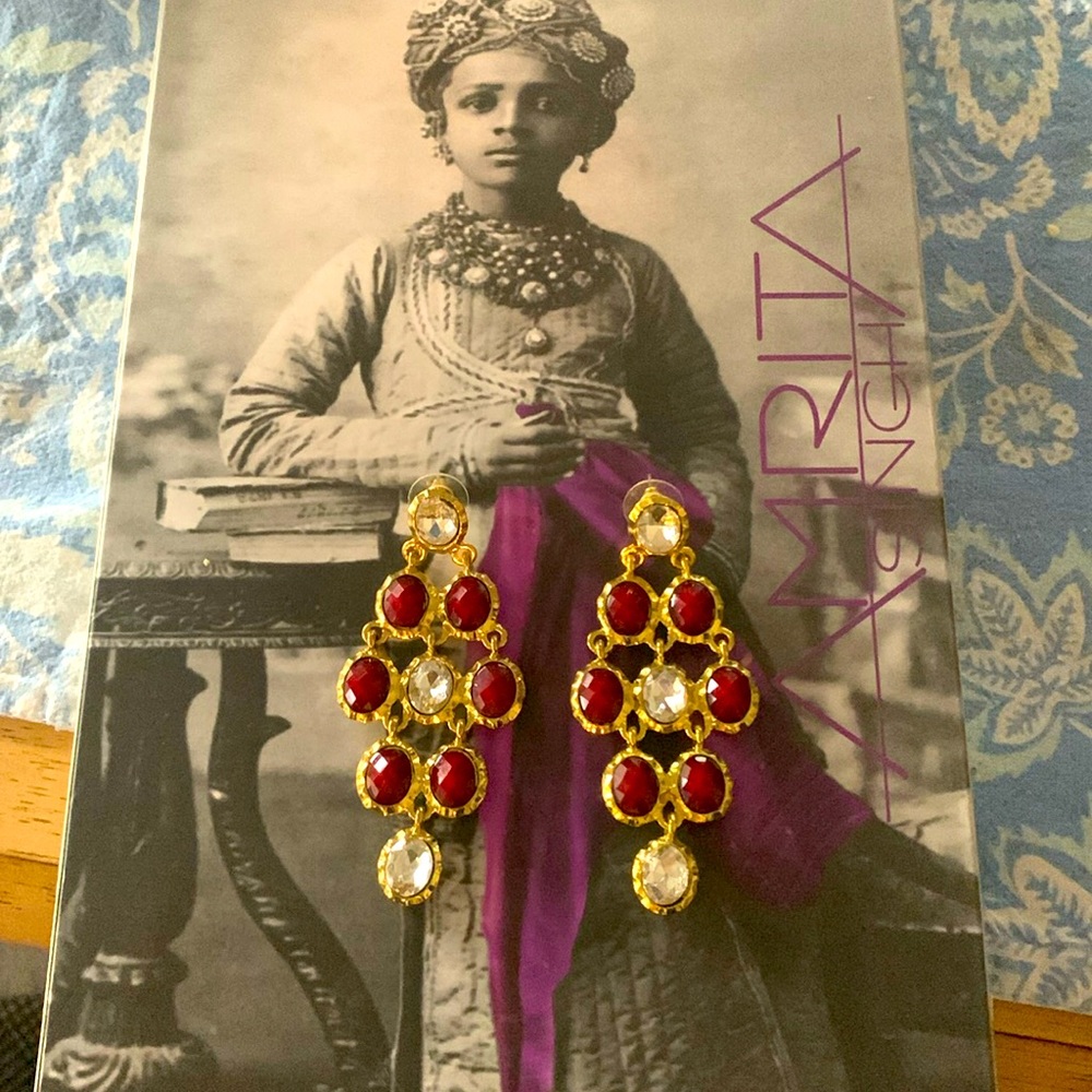 Amrita Singh Ruby and Crystal earrings.